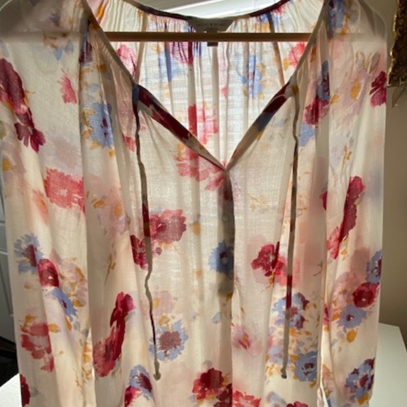 Lucky Brand Womens Major Floral Peasant Top Blouse Size M - Picture 9 of 13
